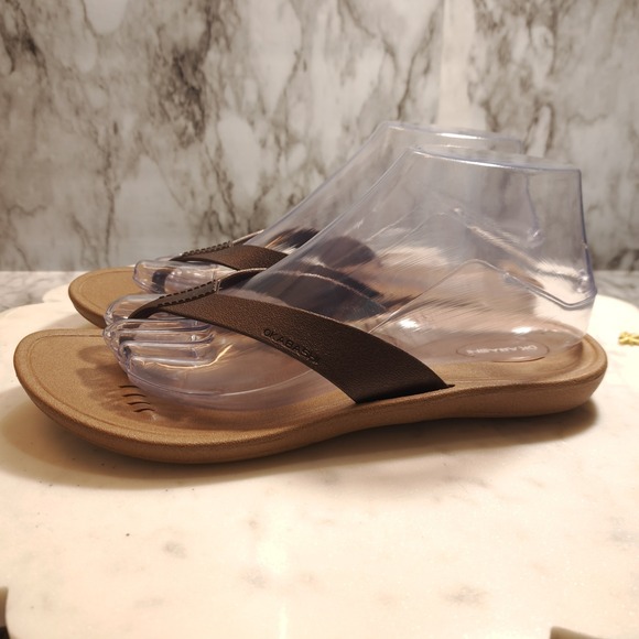 Okabashi Women's Thong Sandals M/L Brown Casual Flip‎ Flop Flats Comfort Slip On - Picture 4 of 8